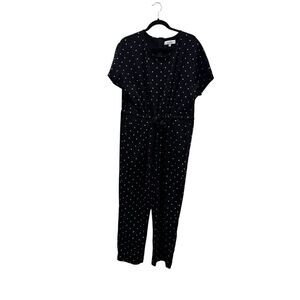 Piper & Scoot XXL Black Cream Polka Dot Romper Jumpsuit Tie Waist